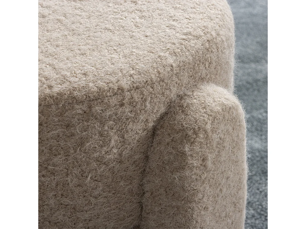 Nolan - Pouf rond en tissu ø 45cm - Beige