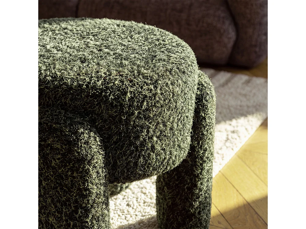 Nolan - Pouf rond en tissu ø 45cm - Vert olive