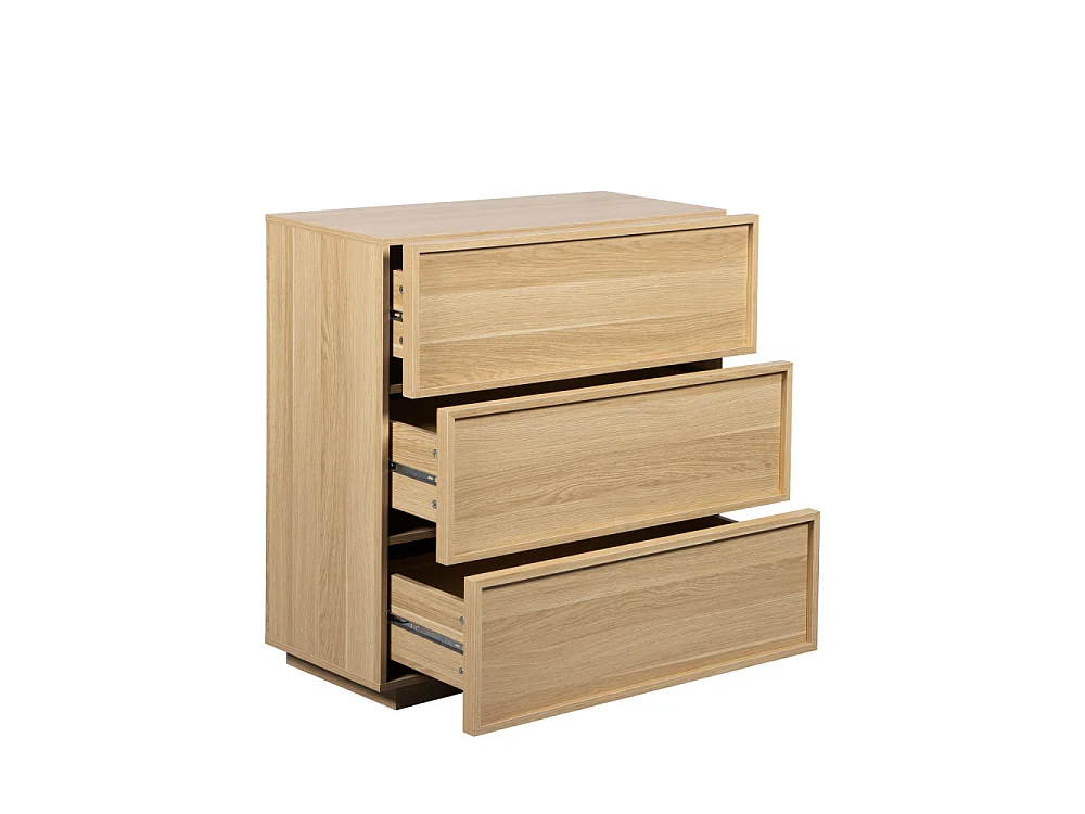 Joy - Commode 3 tiroirs en bois L85cm - Bois clair