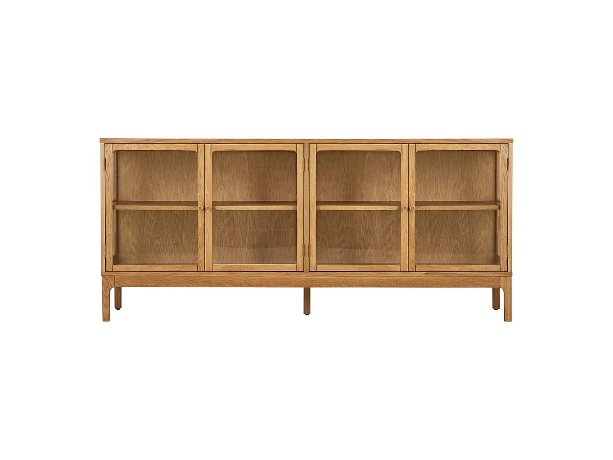 Buffet 4 portes vitrées en chêne et MDF placage chêne - CACERES