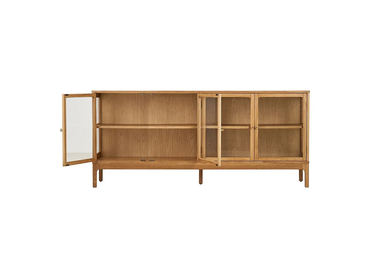 Buffet 4 portes vitrées en chêne et MDF placage chêne - CACERES