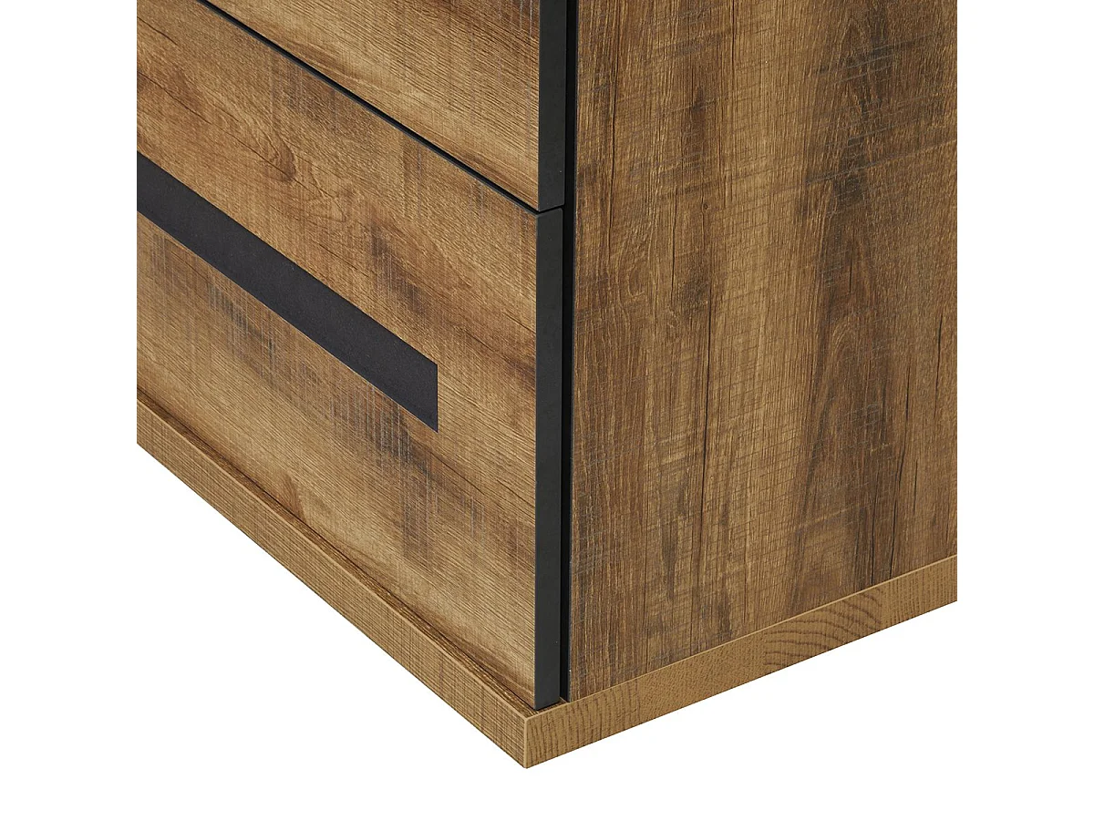Commode 2 tiroirs aspect chêne artisan et graphite - ANDES