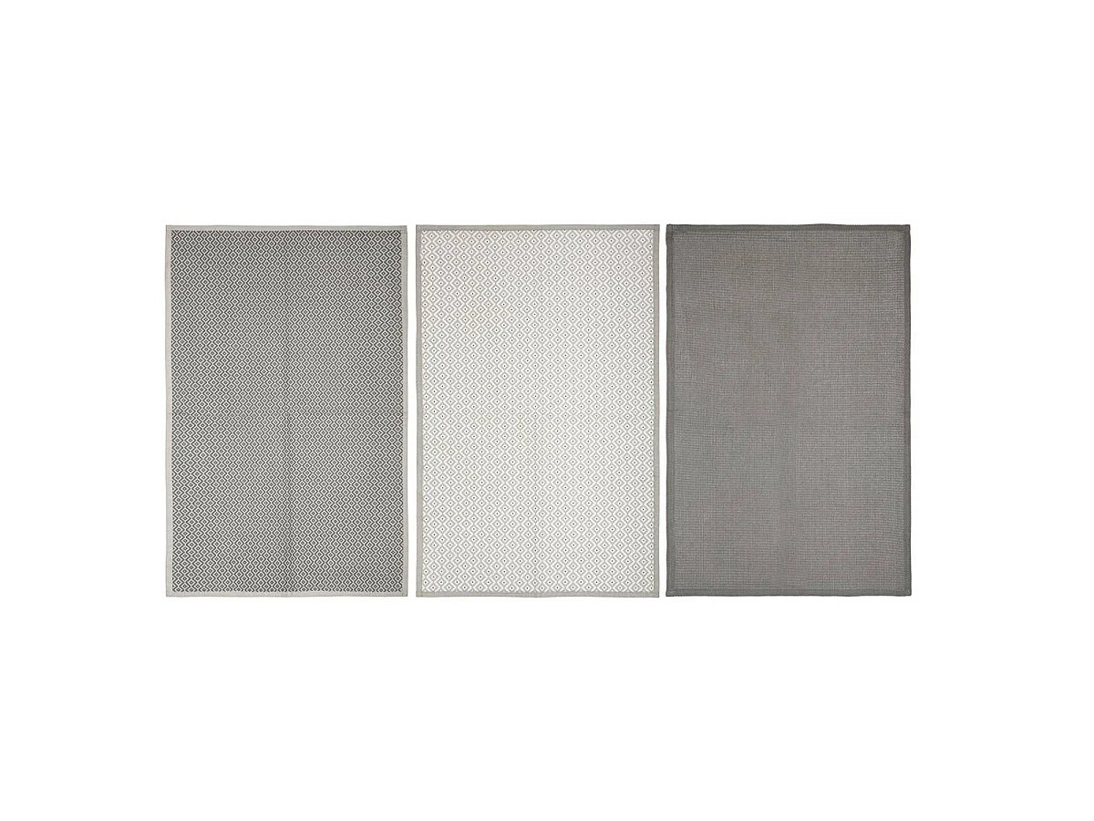 Lot de 3 Torchons "Imprimé" 45x70cm Gris