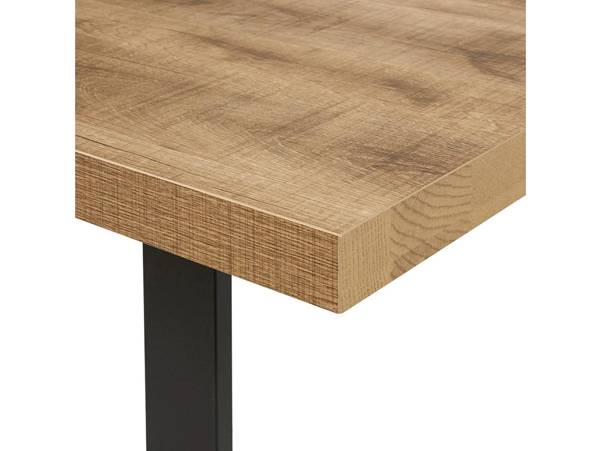 Table 170cm aspect chêne naturel piètement U métal poudré noir - CARVIK