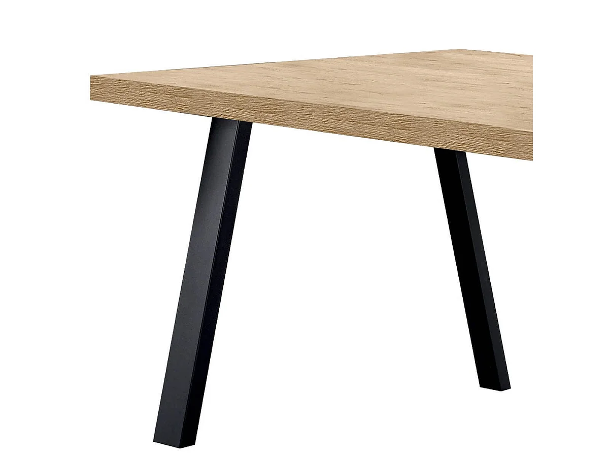 Table 170cm aspect chêne miel piètement A métal poudré noir - SÉLÈNE