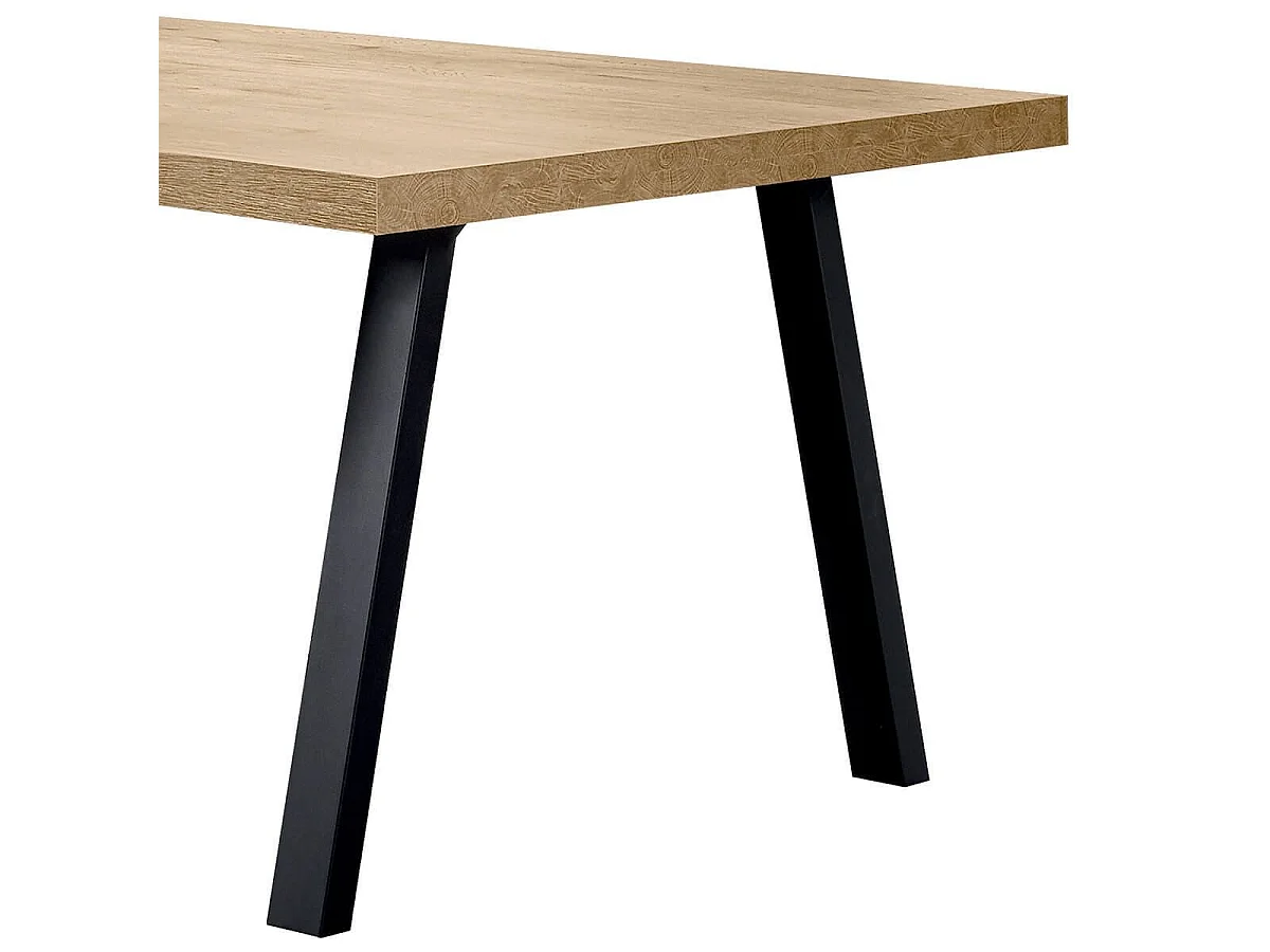 Table 170cm aspect chêne miel piètement A métal poudré noir - SÉLÈNE