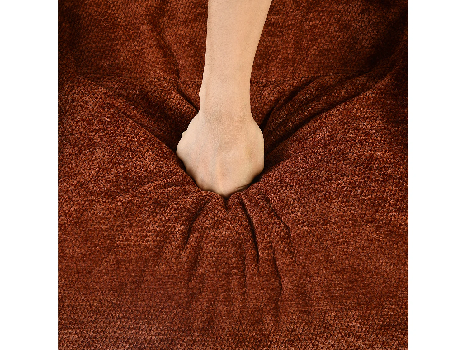 MEUBLES COSY LITHOPS Fauteuil à bascule rocking chair en tissu chenille rouge style scandinave avec accoudoirs