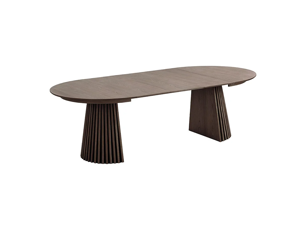 Table Extensible à 240cm Pied Relief MDF Placage Chêne fumé - DUBLIN