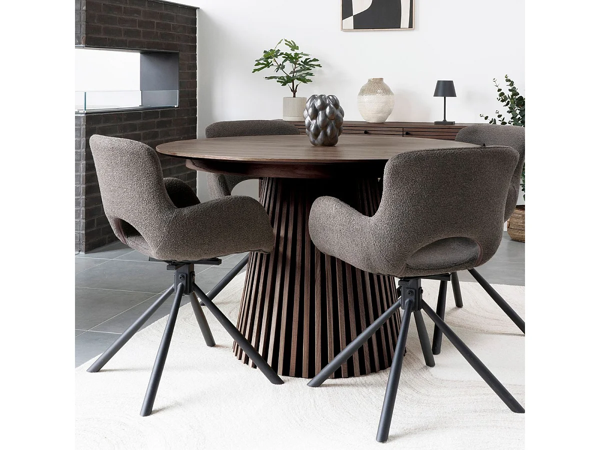 Table Extensible à 240cm Pied Relief MDF Placage Chêne fumé - DUBLIN