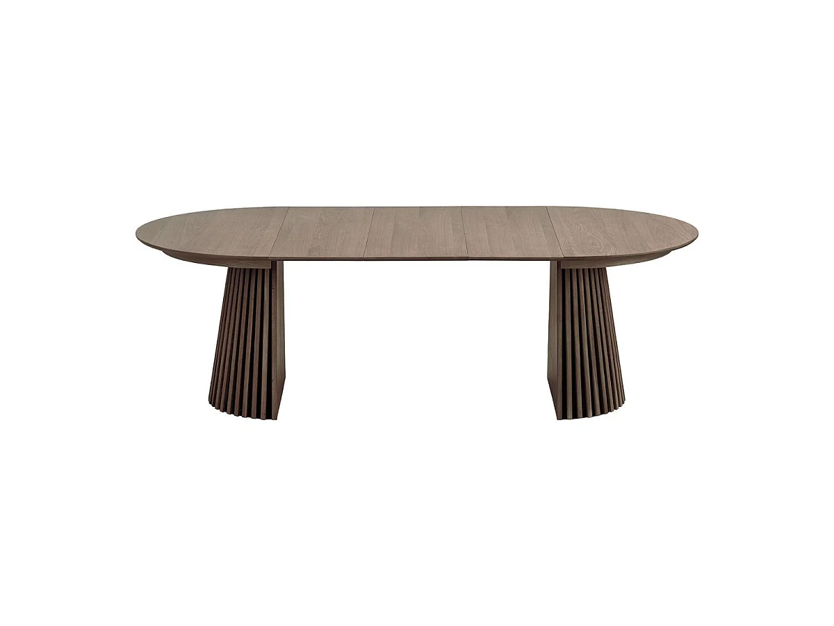 Table Extensible à 240cm Pied Relief MDF Placage Chêne fumé - DUBLIN