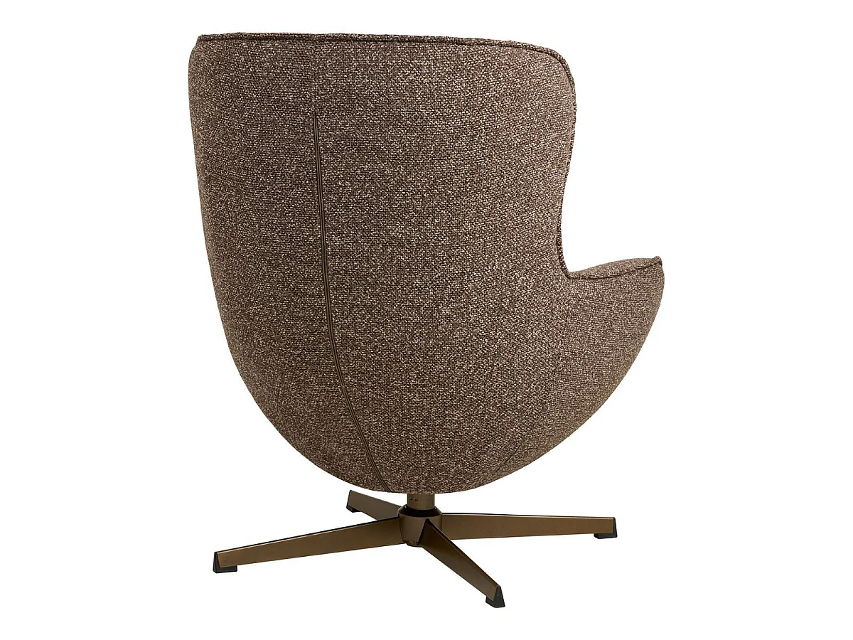 Fauteuil en Tissu Bouclé Texturé marron chiné Pivotant pied métal - BELIAM