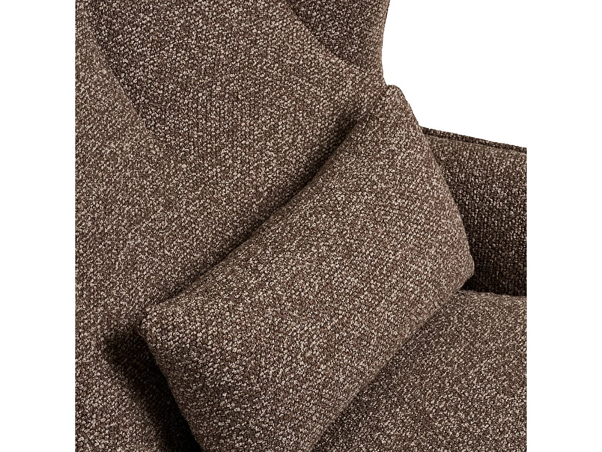 Fauteuil en Tissu Bouclé Texturé marron chiné Pivotant pied métal - BELIAM