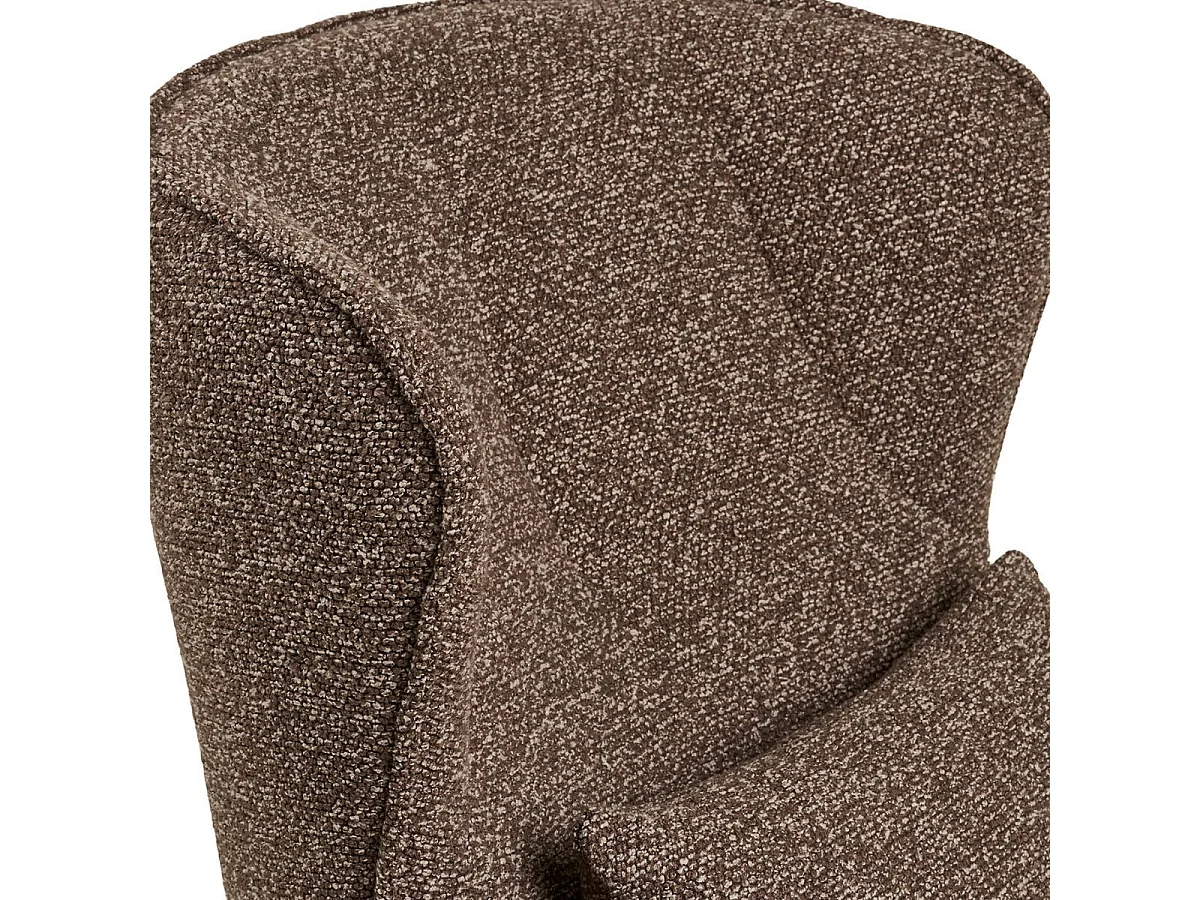 Fauteuil en Tissu Bouclé Texturé marron chiné Pivotant pied métal - BELIAM