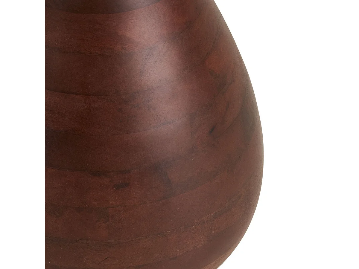 Bout de canapé Ø40cm plateau en marbre pied en manguier teinté - ELKE