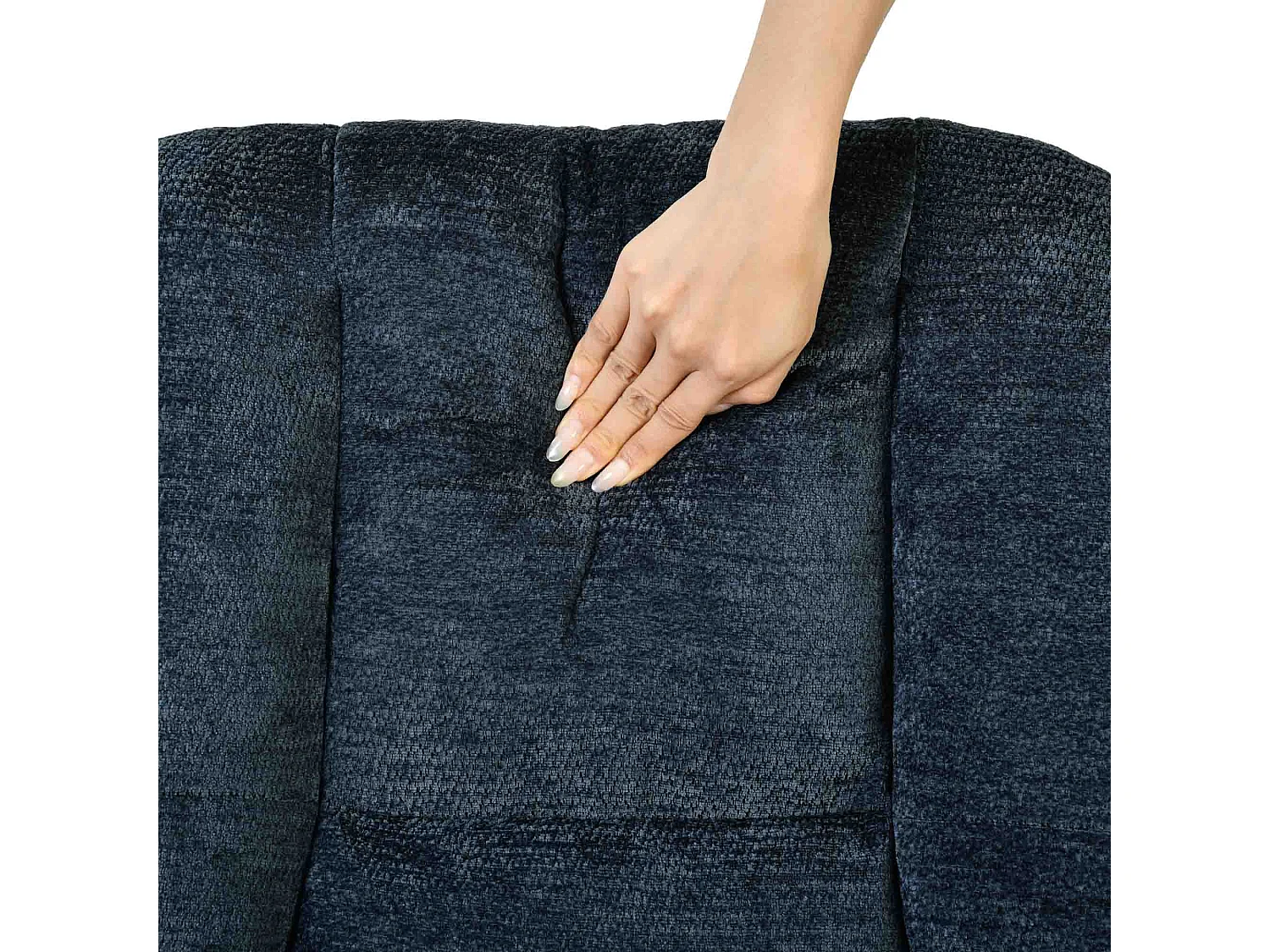 MEUBLES COSY LITHOPS Fauteuil à bascule rocking chair en tissu chenille bleu marine style scandinave avec accoudoirs