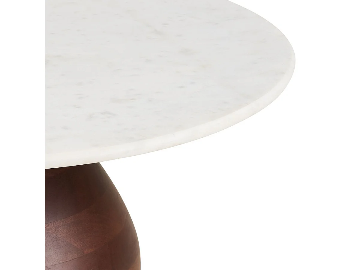 Table basse Ø70cm plateau en marbre pied en manguier teinté - ELKE