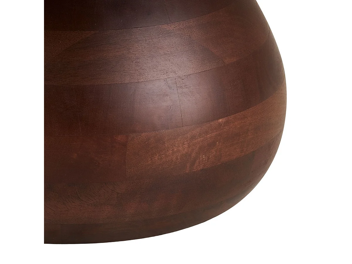 Table basse Ø70cm plateau en marbre pied en manguier teinté - ELKE