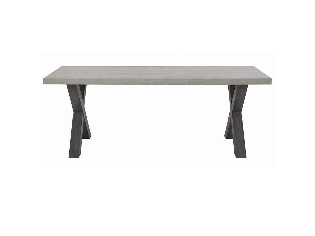 Table rectangulaire 185cm finition bois cendré pieds X métal - GARLYG