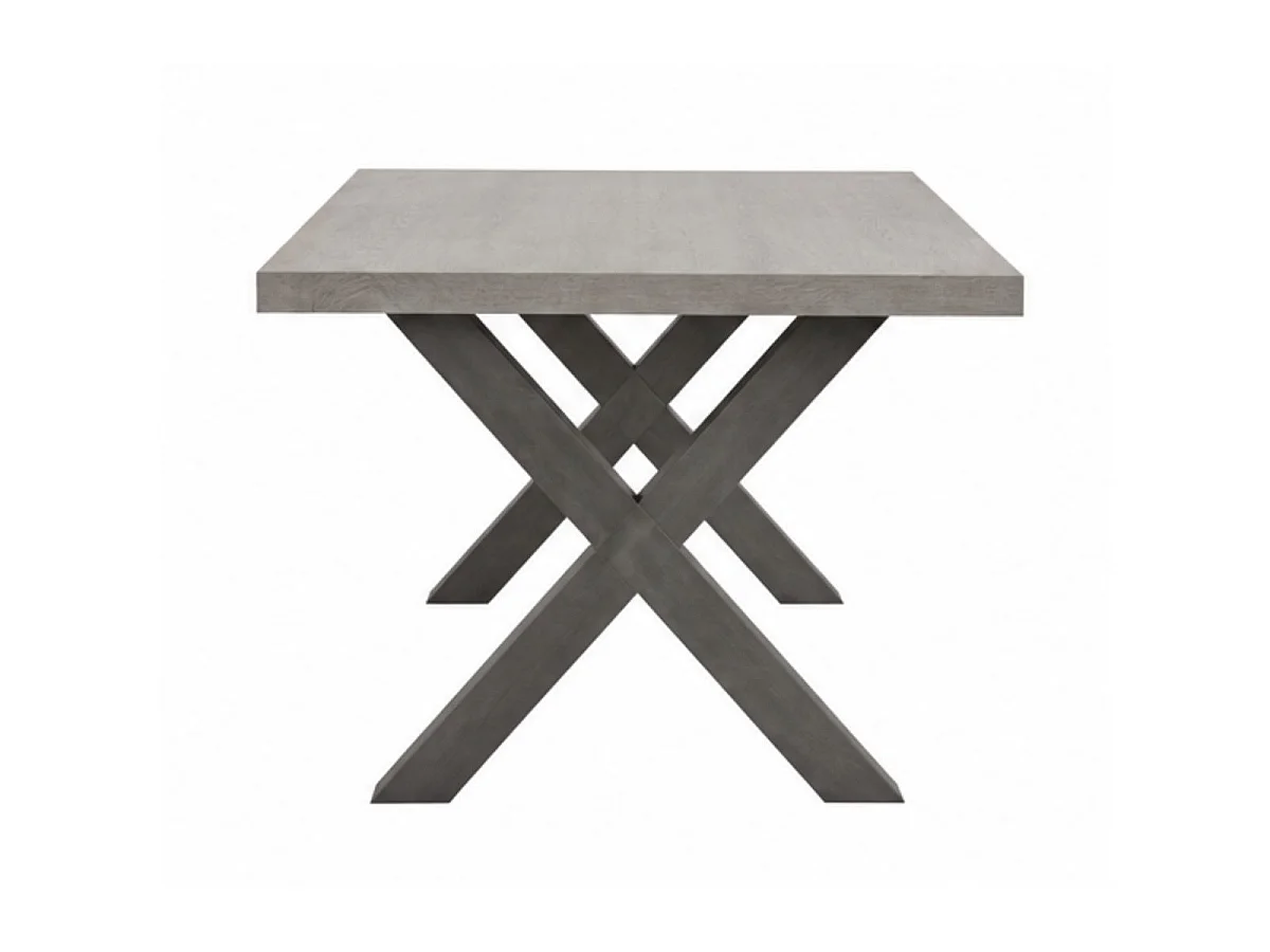 Table rectangulaire 185cm finition bois cendré pieds X métal - GARLYG