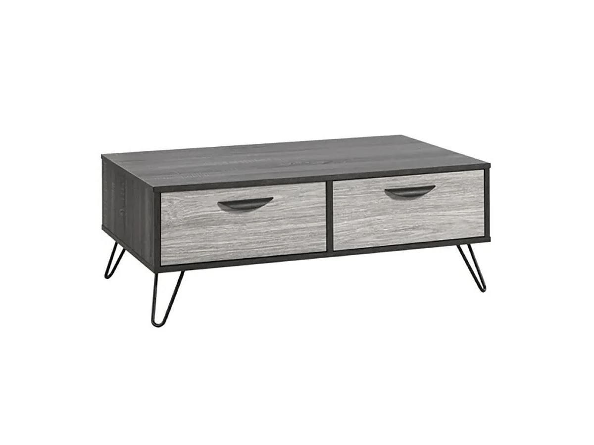 Ensemble meuble TV 180cm + table Basse + meuble bar bois grisé et noir - BROOKLYN