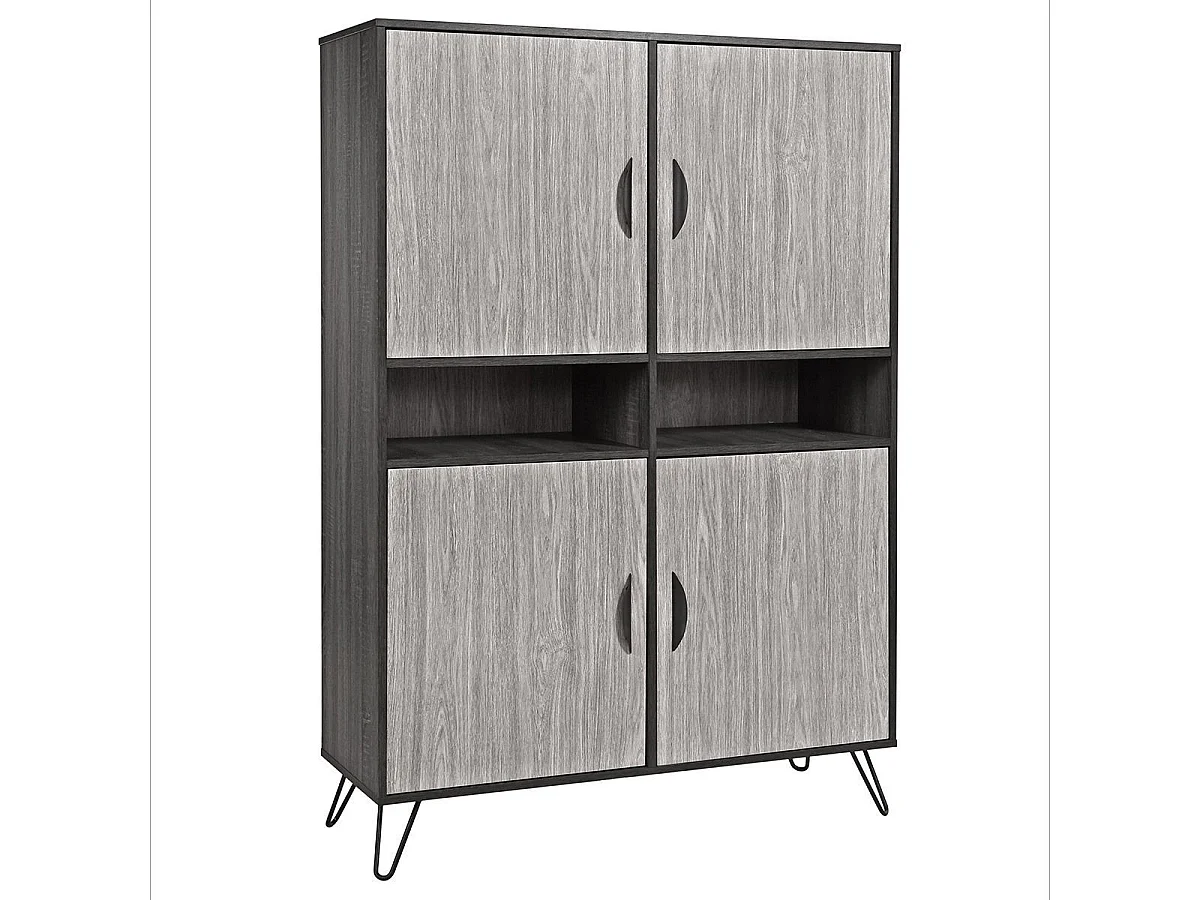 Ensemble meuble TV 180cm + table Basse + meuble bar bois grisé et noir - BROOKLYN
