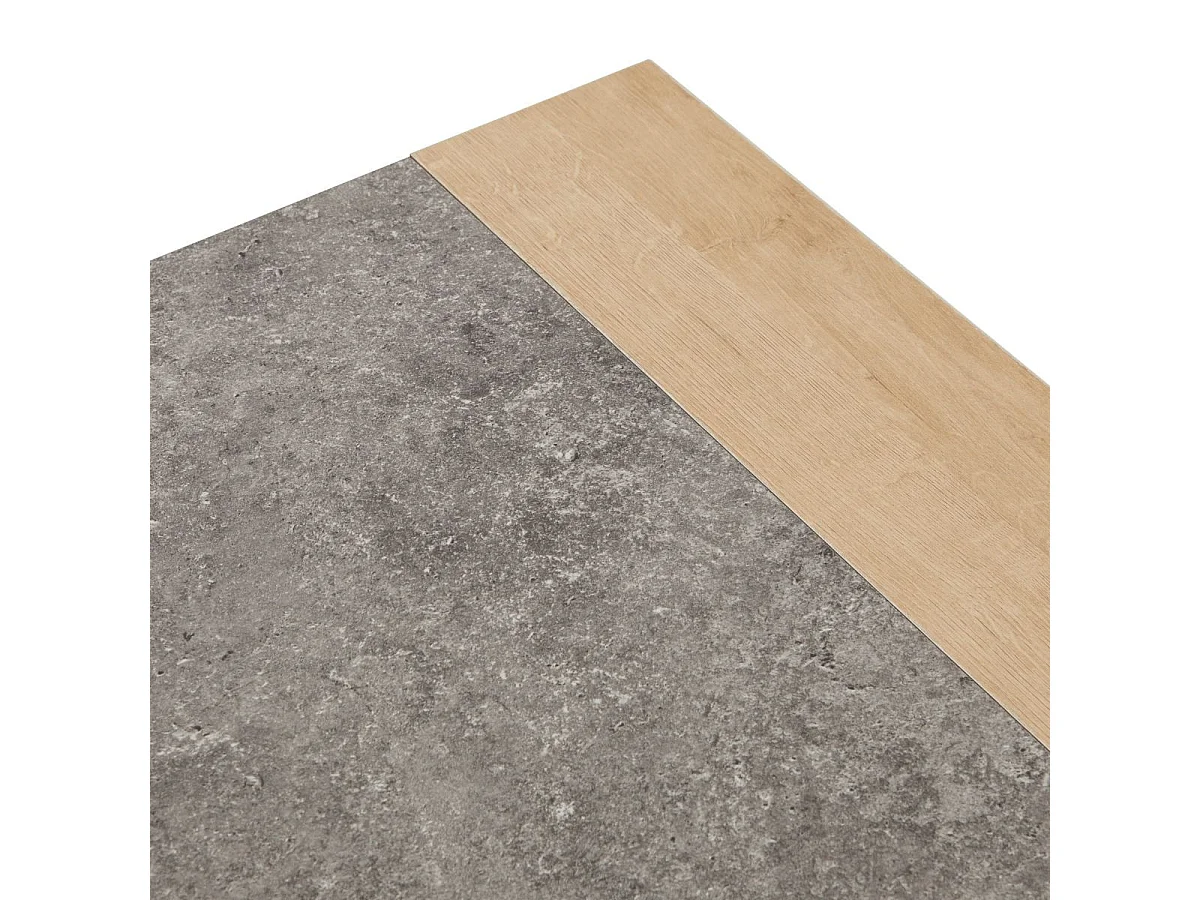 Table basse 2 plateaux finition granit gris pieds aspect chêne clair - AZYA