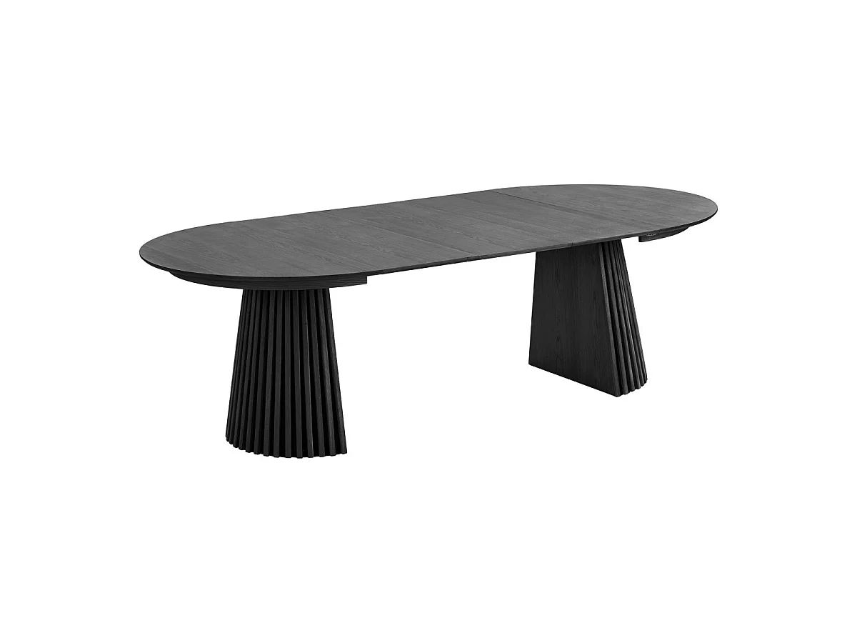 Table Extensible à 240cm Pied Relief MDF Placage Chêne noir - DUBLIN