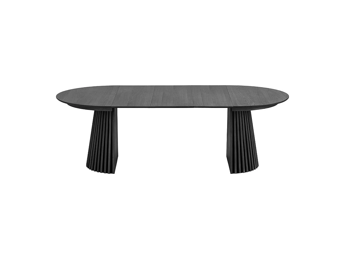Table Extensible à 240cm Pied Relief MDF Placage Chêne noir - DUBLIN