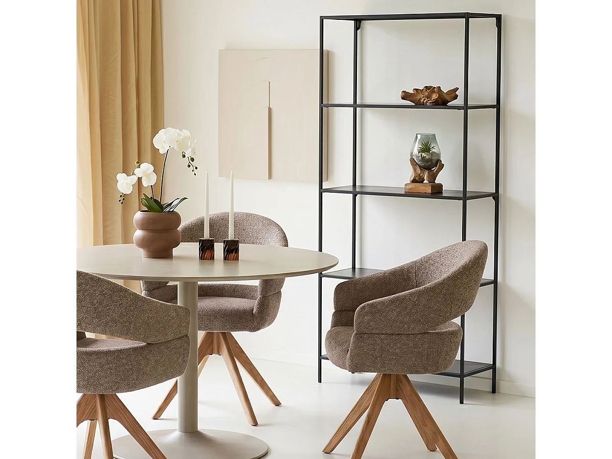 Etagère 5 Plateaux largeur 80cm Acier Noir et Aspect Bois Noir - HARALD