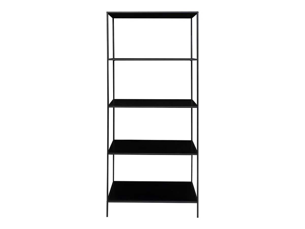 Etagère 5 Plateaux largeur 80cm Acier Noir et Aspect Bois Noir - HARALD