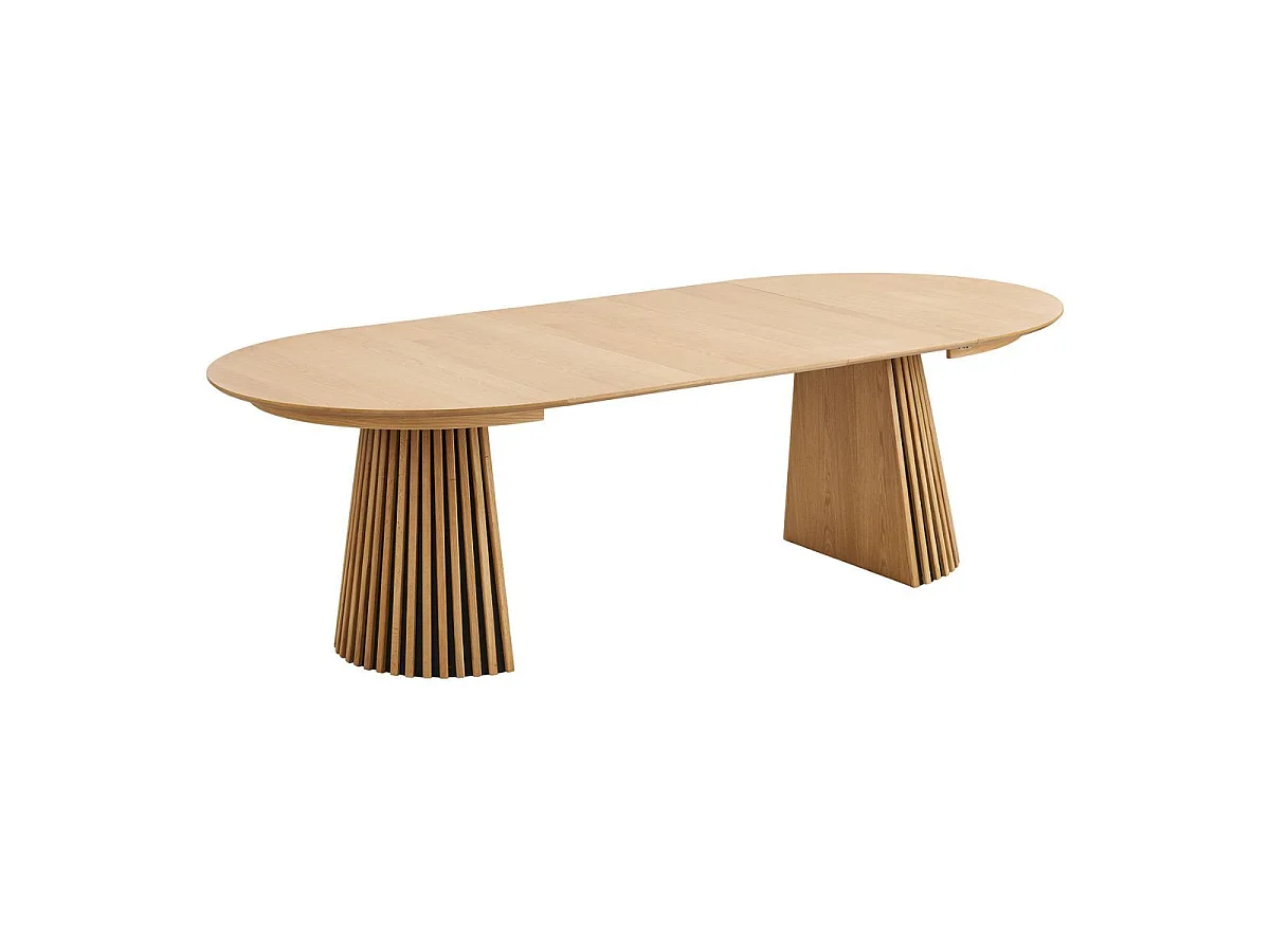 Table Extensible à 240cm Pied Relief MDF Placage Chêne clair - DUBLIN