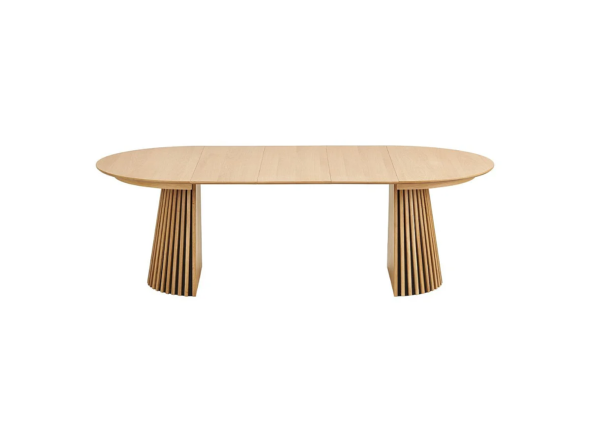 Table Extensible à 240cm Pied Relief MDF Placage Chêne clair - DUBLIN