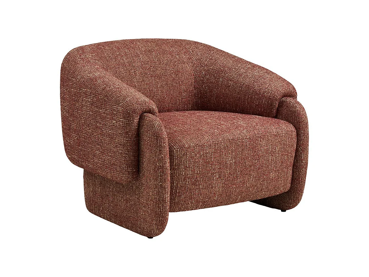 Fauteuil design tissu maillé rouge bordeaux chiné - LEWIS