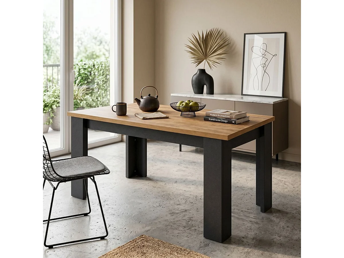 Table allongeable 180/230cm aspect bois Denver pieds anthracite - COLT