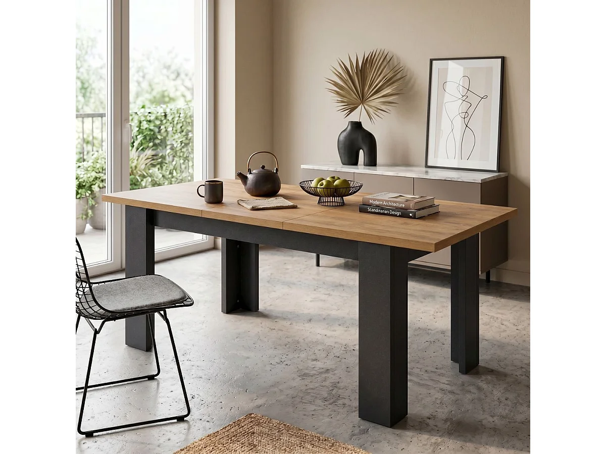 Table allongeable 180/230cm aspect bois Denver pieds anthracite - COLT