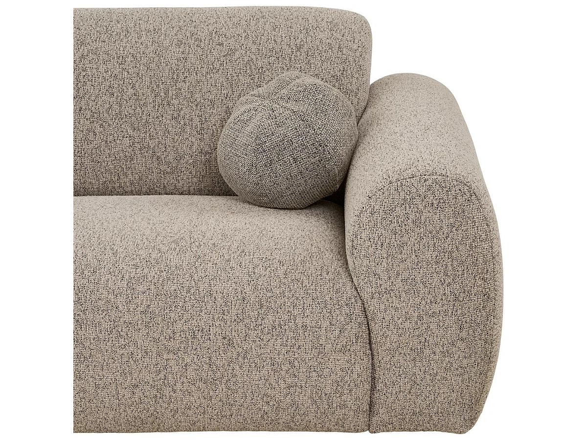 Canapé 3 places méridienne gauche en tissu texturé beige avec 2 coussins - CYCLADE