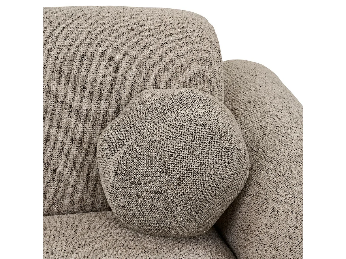Canapé 3 places méridienne gauche en tissu texturé beige avec 2 coussins - CYCLADE
