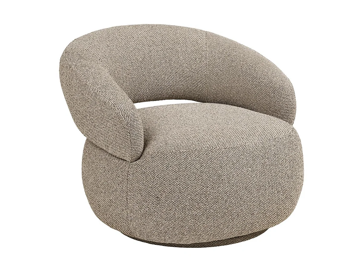 Fauteuil en Tissu Bouclé Texturé beige chiné Pivotant - SIONY