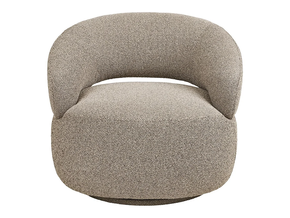 Fauteuil en Tissu Bouclé Texturé beige chiné Pivotant - SIONY