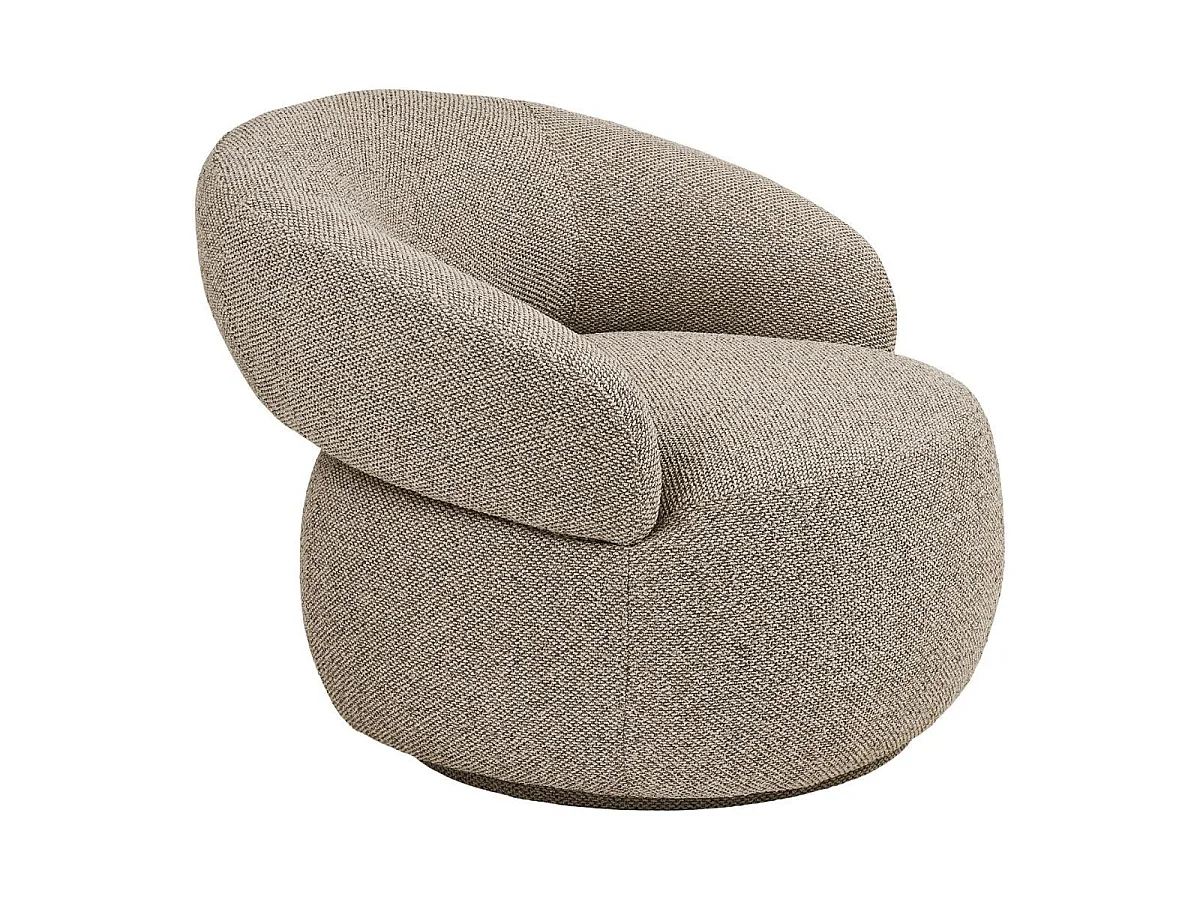 Fauteuil en Tissu Bouclé Texturé beige chiné Pivotant - SIONY