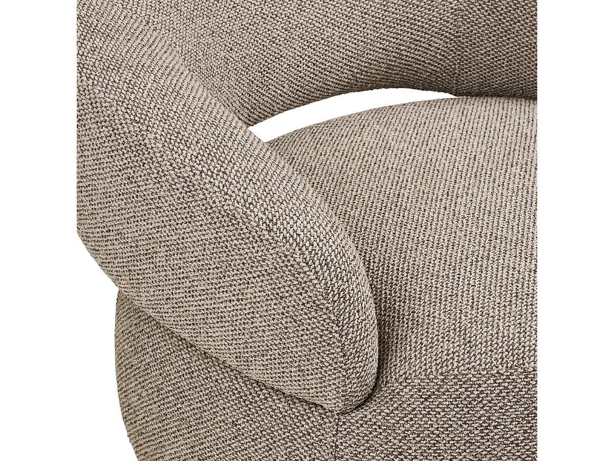 Fauteuil en Tissu Bouclé Texturé beige chiné Pivotant - SIONY