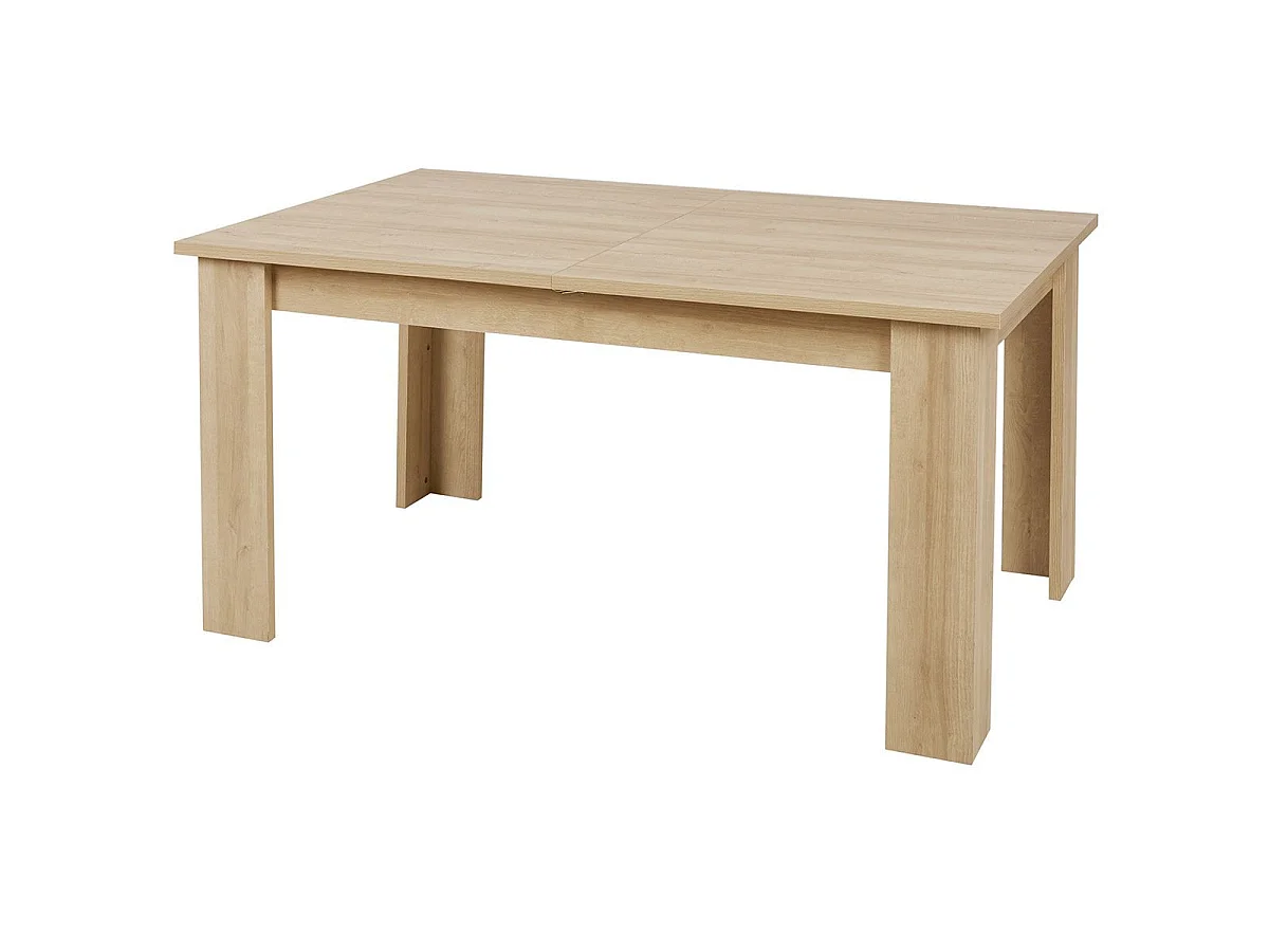 Table 160/200cm aspect chêne clair rallonge finition granit gris - AZYA