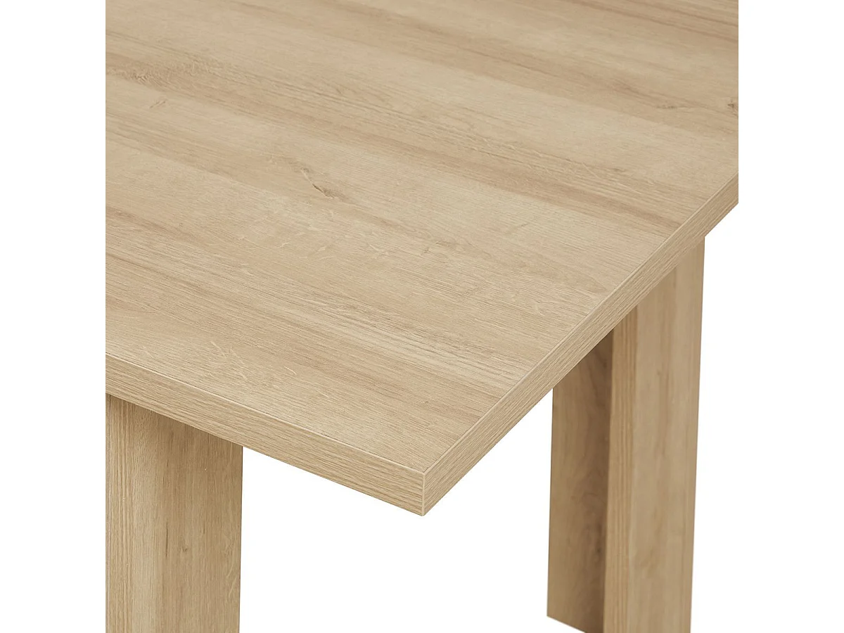 Table 160/200cm aspect chêne clair rallonge finition granit gris - AZYA