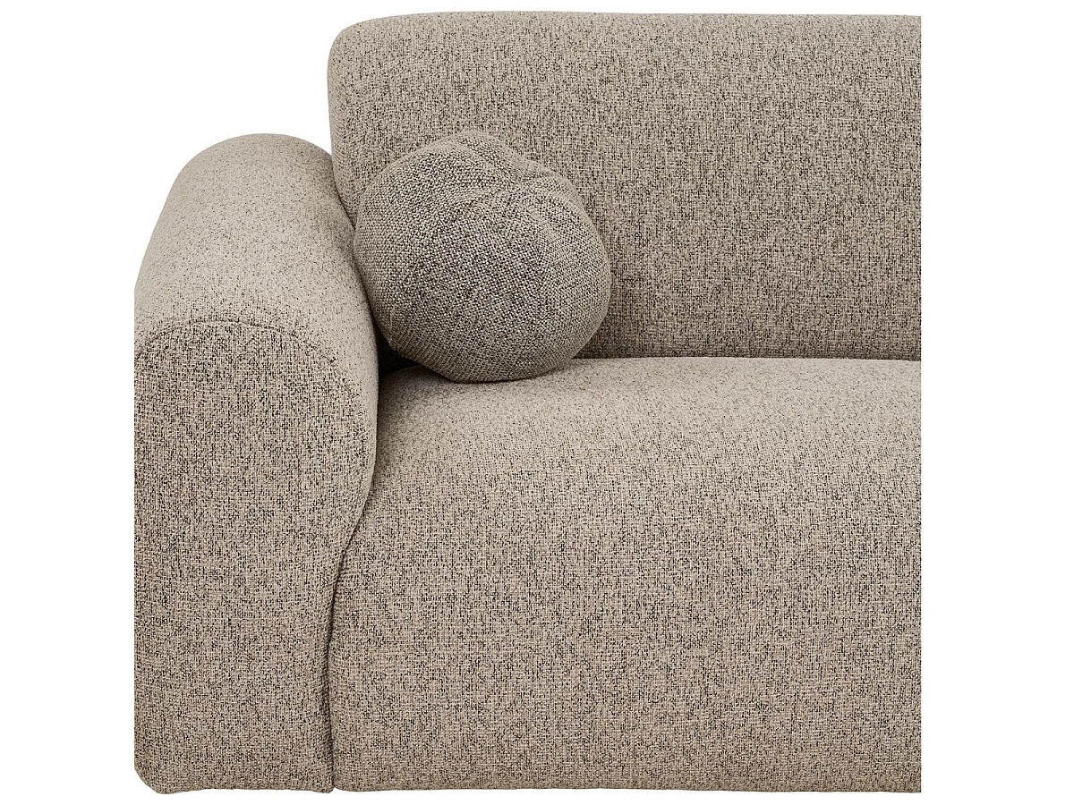 Canapé 3 places méridienne droite en tissu texturé beige avec 2 coussins - CYCLADE