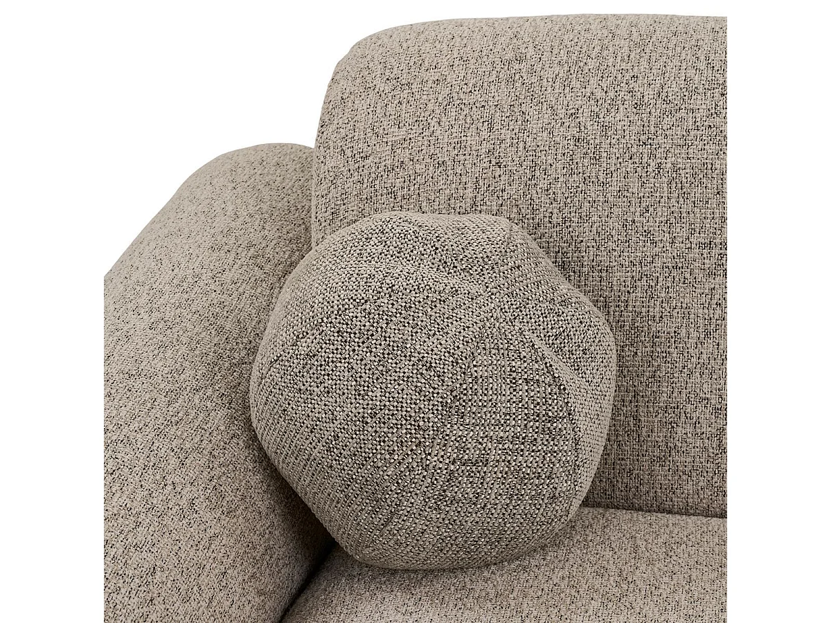 Canapé 3 places méridienne droite en tissu texturé beige avec 2 coussins - CYCLADE