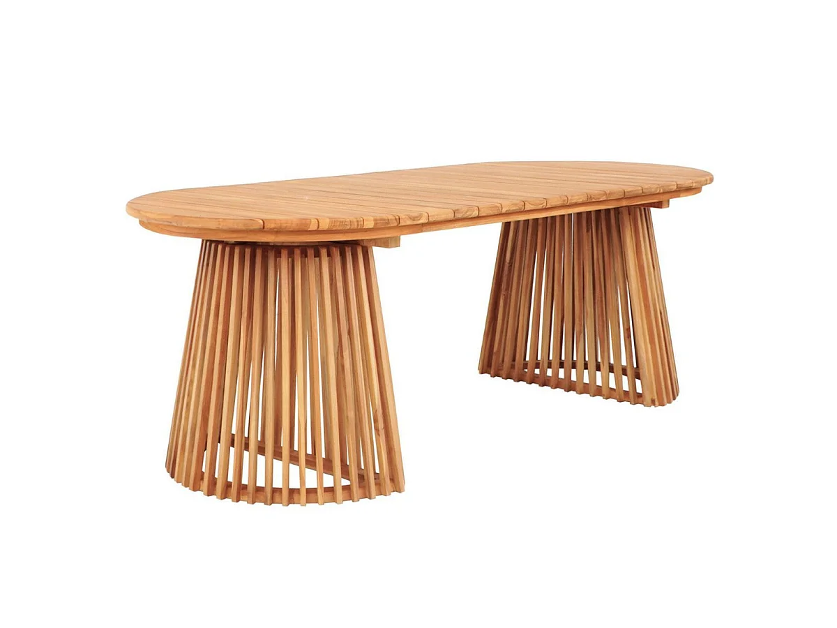 Table de jardin ovale 200cm en teck massif pieds ajourés - LIRICIA