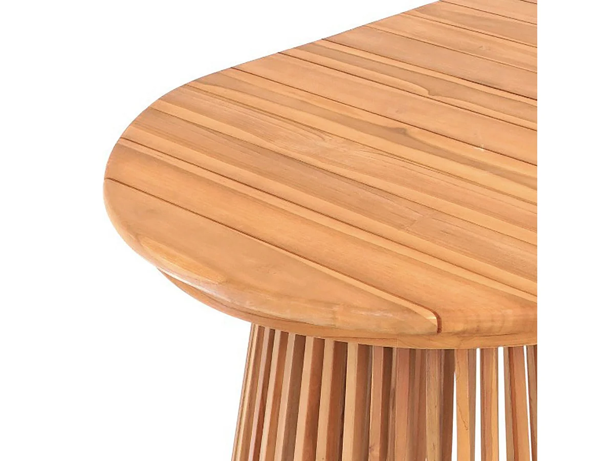 Table de jardin ovale 200cm en teck massif pieds ajourés - LIRICIA