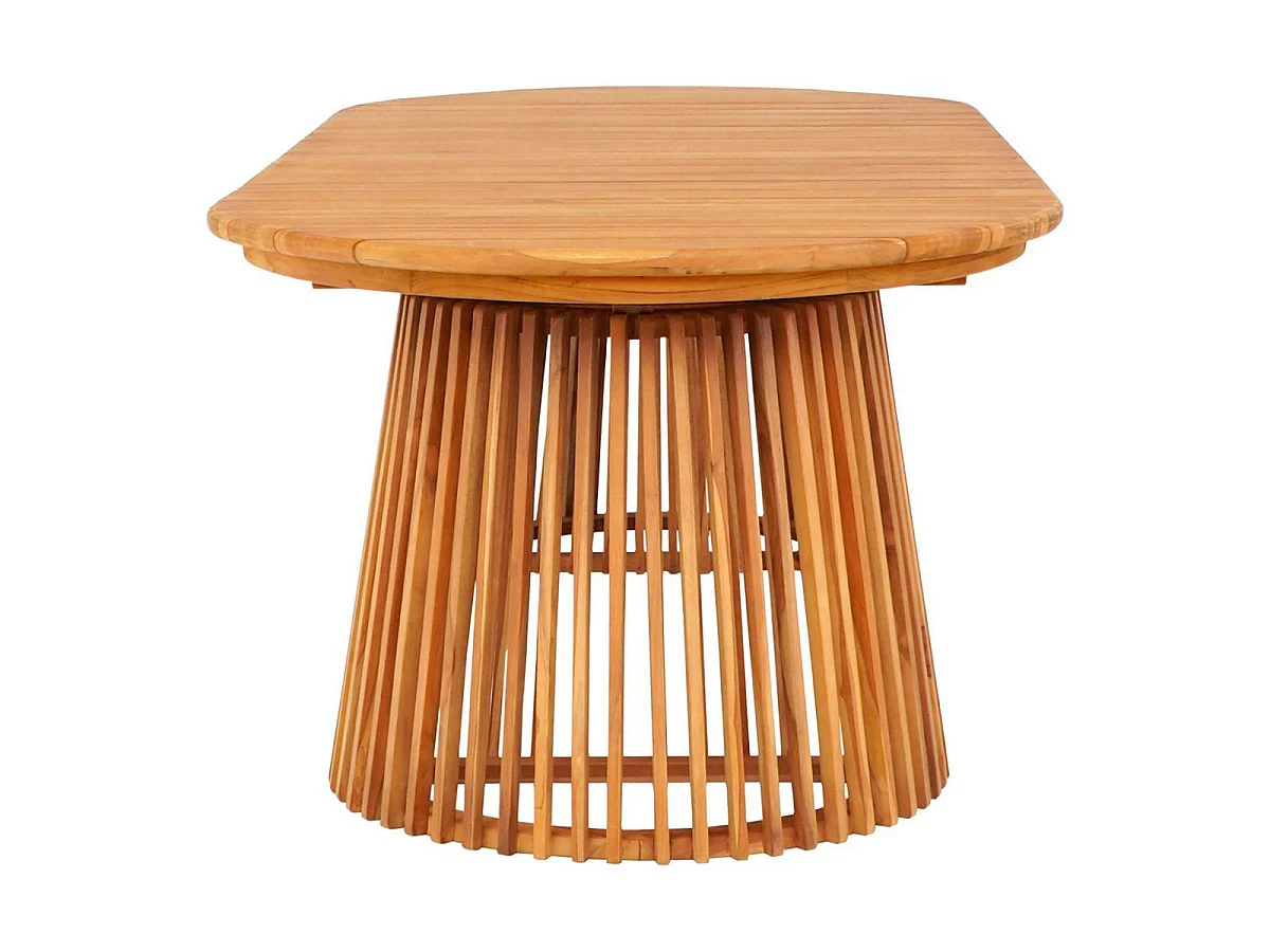 Table de jardin ovale 200cm en teck massif pieds ajourés - LIRICIA
