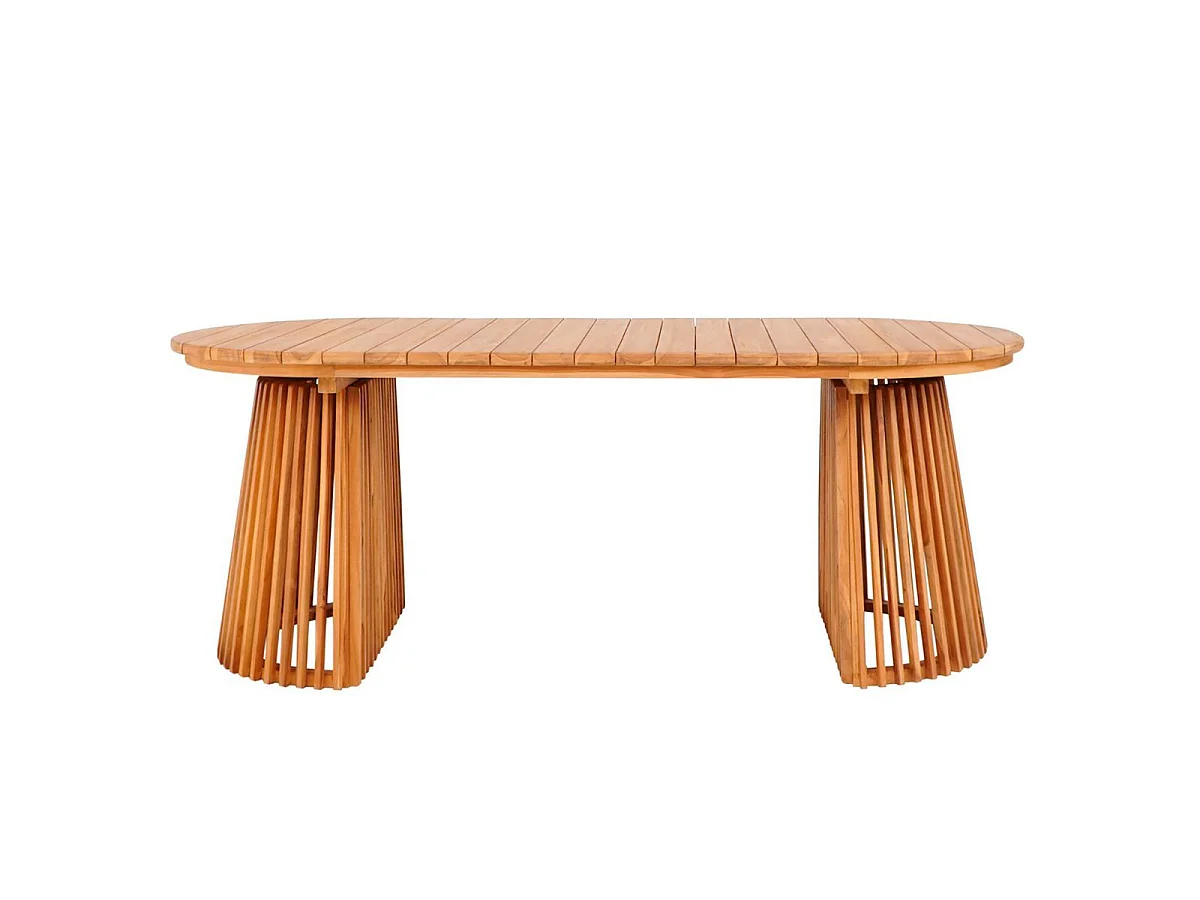 Table de jardin ovale 200cm en teck massif pieds ajourés - LIRICIA