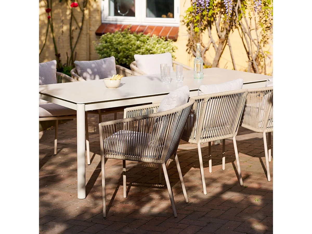 Table de jardin rectangulaire 200cm en aluminium plateau céramique - LUCIDIA